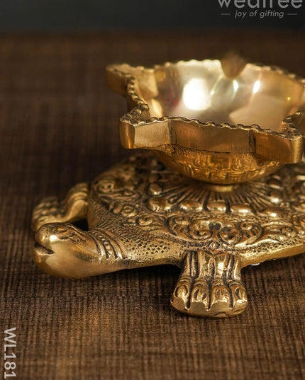 Brass Tortoise 5 Face Diya (Black Antique Finish) - WL1817 - Brass Diya
