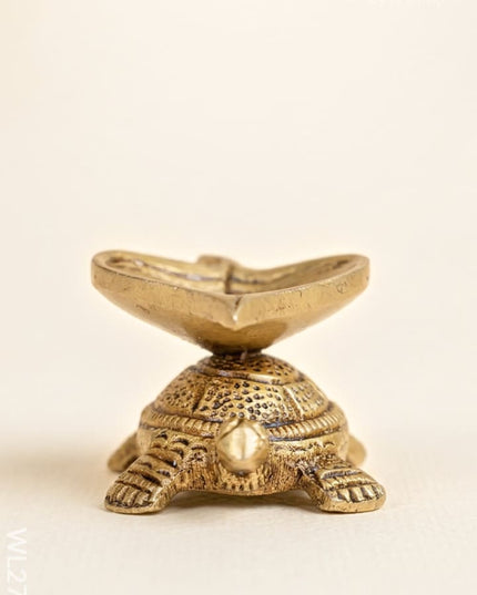 Brass Tortoise Leaf Shape Diya - WL2787 - Brass Diya RG