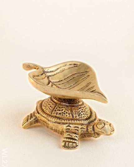 Brass Tortoise Leaf Shape Diya - WL2787 - Brass Diya RG