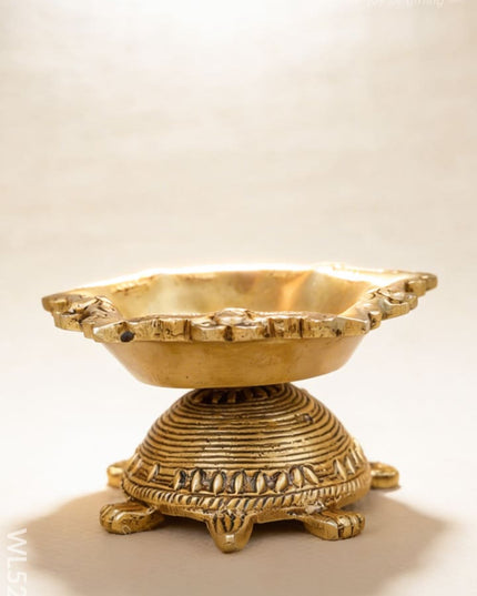 Brass Tortoise with Diya - 2 inch - WL5278 - Brass Diya