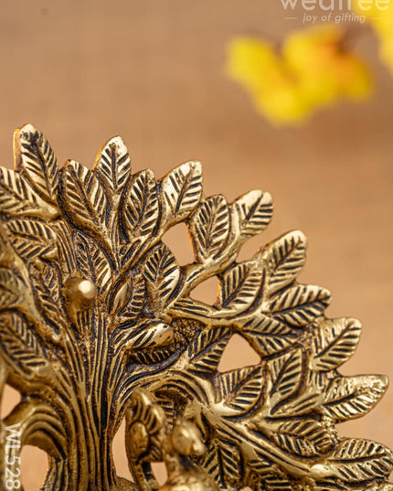 Brass Tree Peacock Five Face Diya - 4 inch - WL5288 - Brass Diya