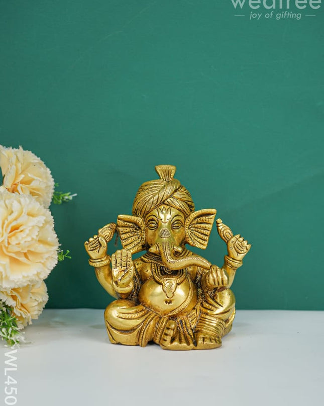 Brass Turban Ganesha - Wl4505 Figurines