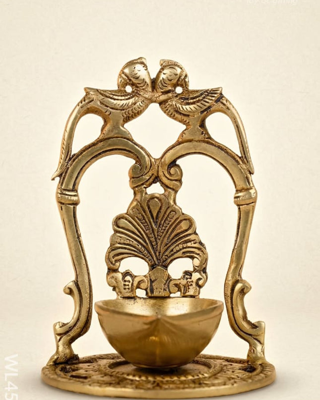 Brass Twin Parrot Diya - WL4503 - Brass Diya