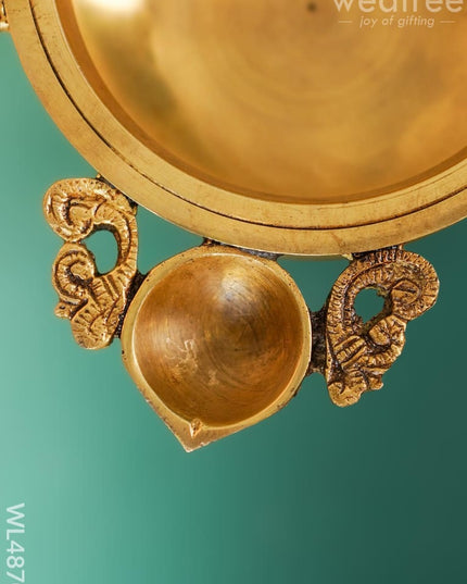 Brass Urli with 4 Diya - 10 inch - WL4870 Brass Urli