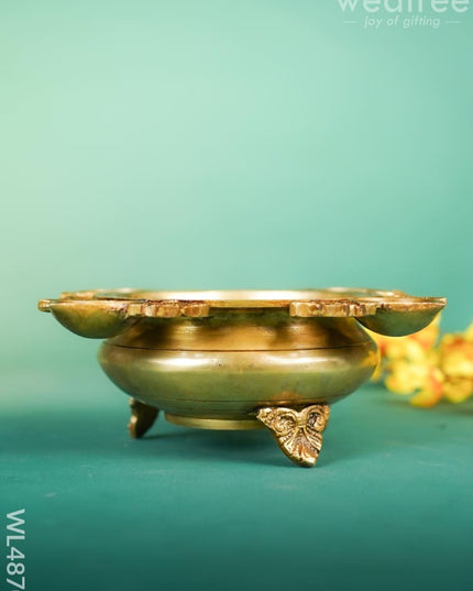 Brass Urli with 4 Diya - 10 inch - WL4870 Brass Urli