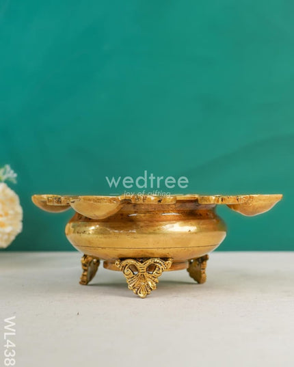 Brass Urli With 4 Face Diya - Wl4388