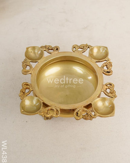 Brass Urli With 4 Face Diya - Wl4388