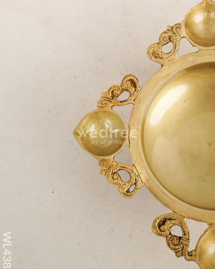 Brass Urli With 4 Face Diya - Wl4388