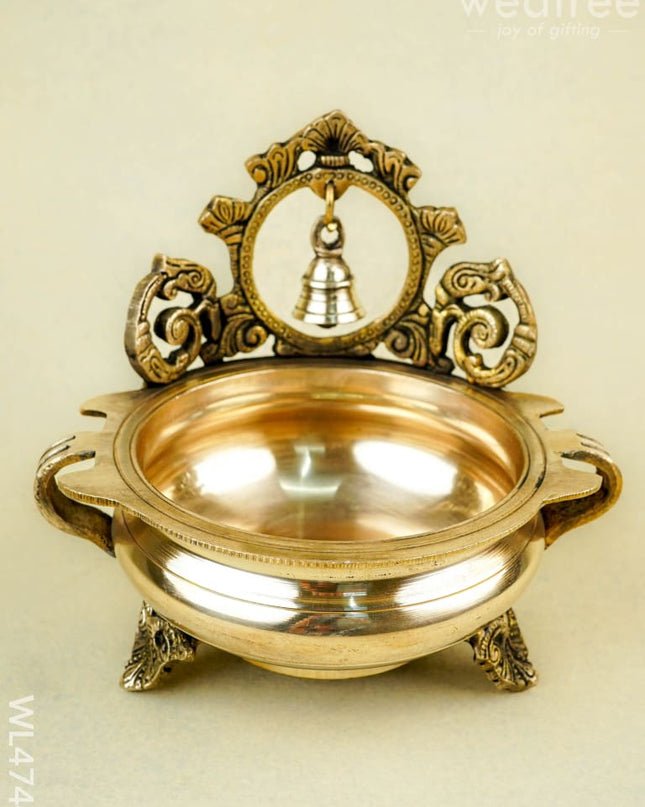 Brass Urli with Bell - 7 inch - WL4744 - Brass Urli