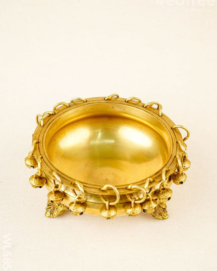 Brass Urli with Bells - 5 inch - WL5858 - Brass Urli