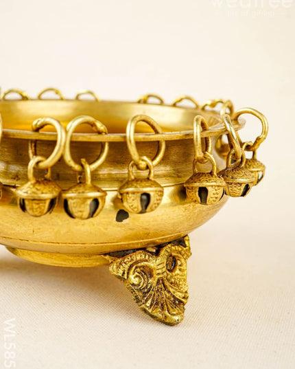 Brass Urli with Bells - 5 inch - WL5858 - Brass Urli