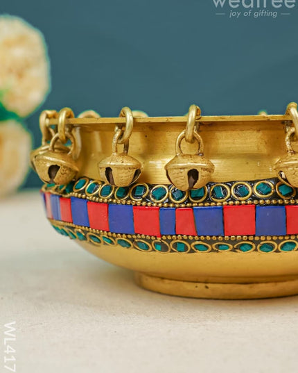 Brass Urli With Bells - Wl4175
