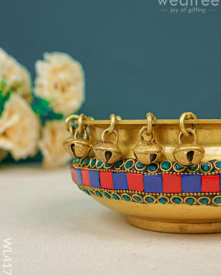 Brass Urli With Bells - Wl4175