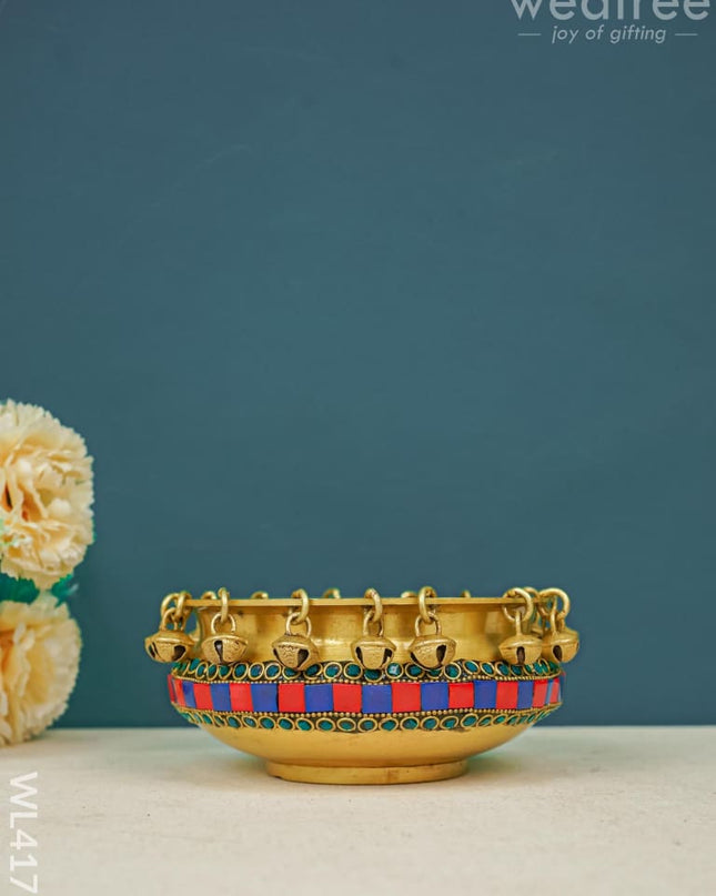 Brass Urli With Bells - Wl4175