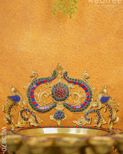 Brass Urli With Diya & Bells - Wl3870