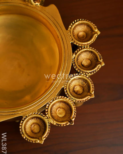 Brass Urli With Diya & Bells - Wl3870