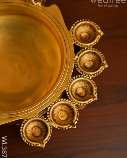 Brass Urli With Diya & Bells - Wl3870