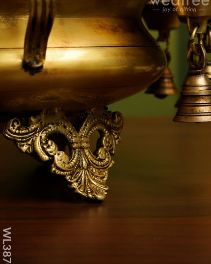 Brass Urli With Diya & Bells - Wl3870