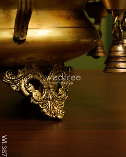 Brass Urli With Diya & Bells - Wl3870