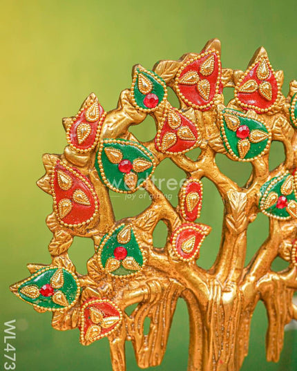Brass Urli With Kalpavrisha Tree - 13 Inch Wl4738