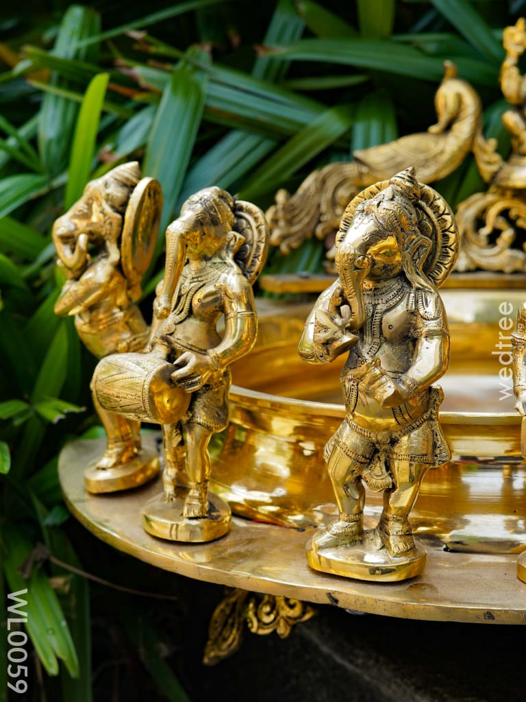 Brass Urli With Musical Ganesha - Wl0059