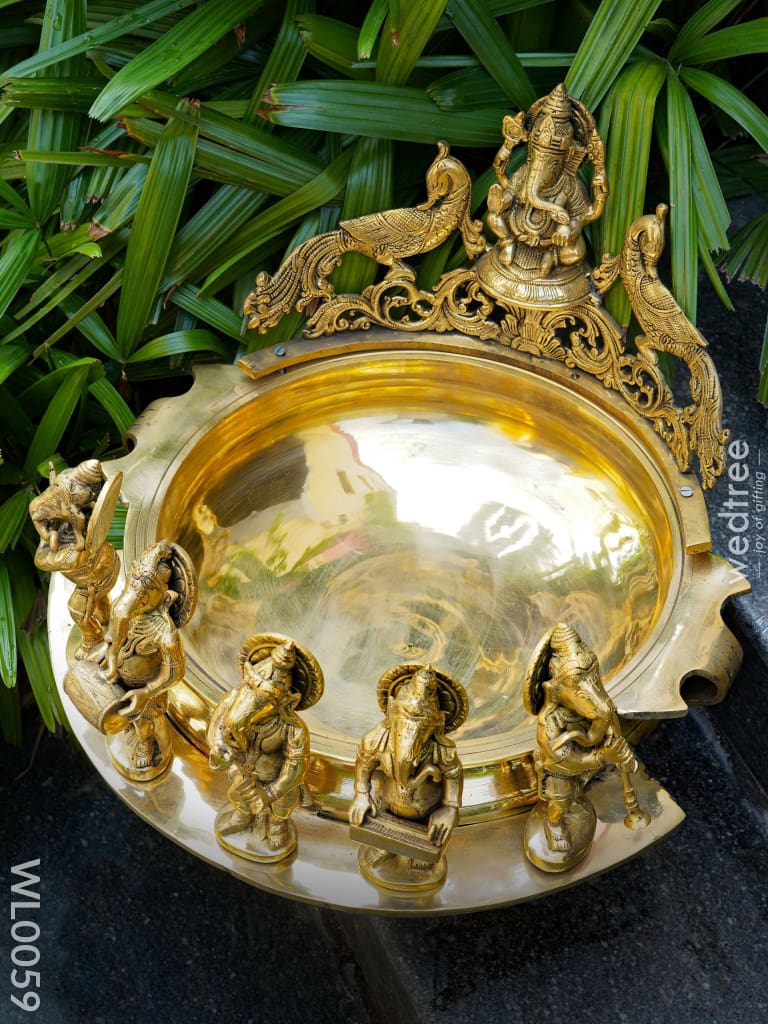 Brass Urli With Musical Ganesha - Wl0059