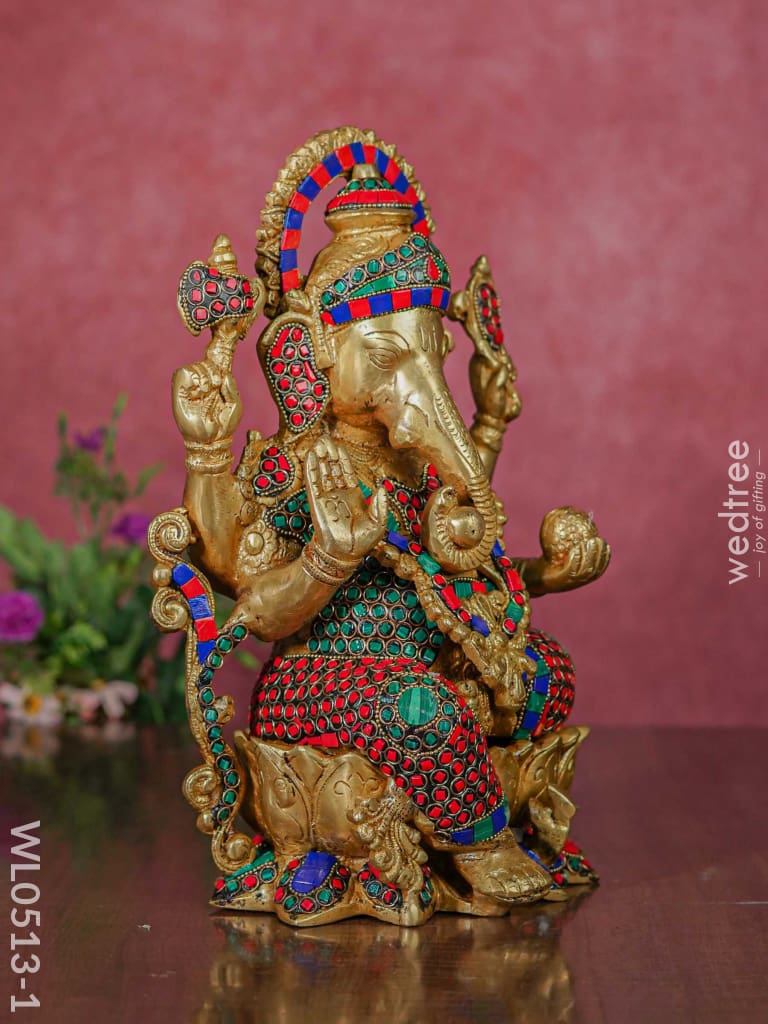 Brass Valampuri Ganesh Idol - Wl0513 Figurines