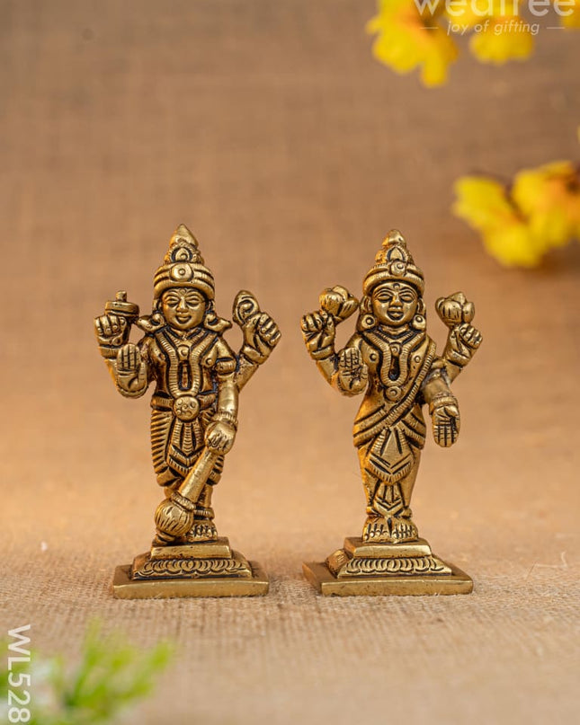 Brass Vishnu Lakshmi Idol - 4 inch - WL5289 - Brass Figurines