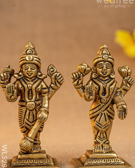 Brass Vishnu Lakshmi Idol - 4 inch - WL5289 - Brass Figurines