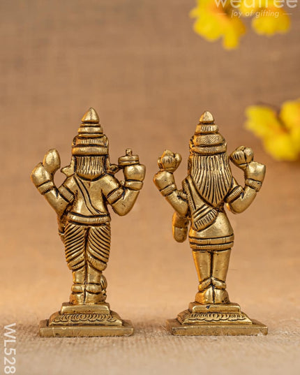 Brass Vishnu Lakshmi Idol - 4 inch - WL5289 - Brass Figurines
