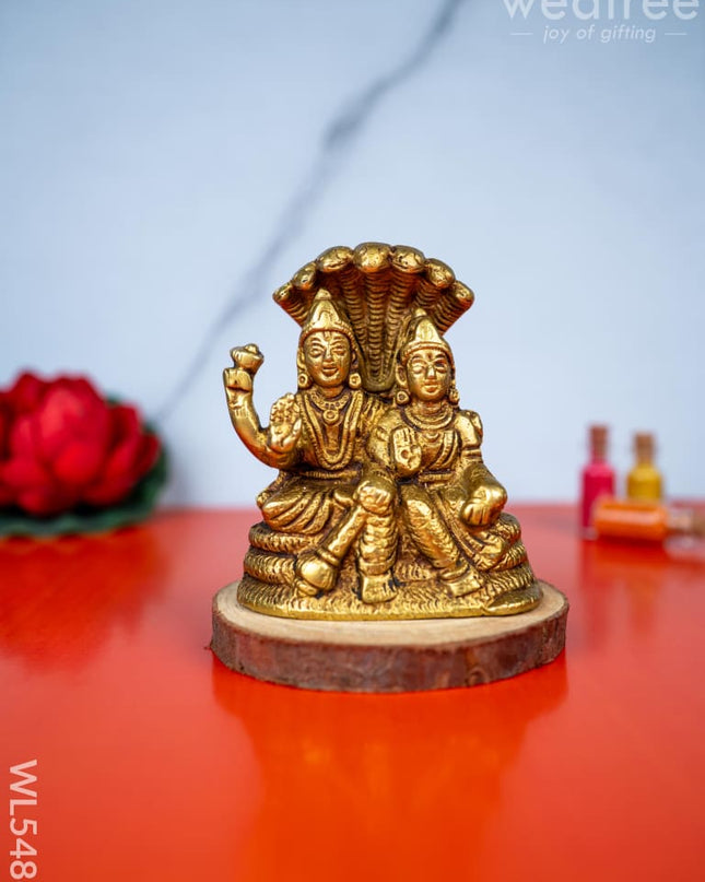 Brass Vishnu Lakshmi Idol - 4 inch - WL5486 - Brass Figurines