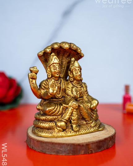 Brass Vishnu Lakshmi Idol - 4 inch - WL5486 - Brass Figurines