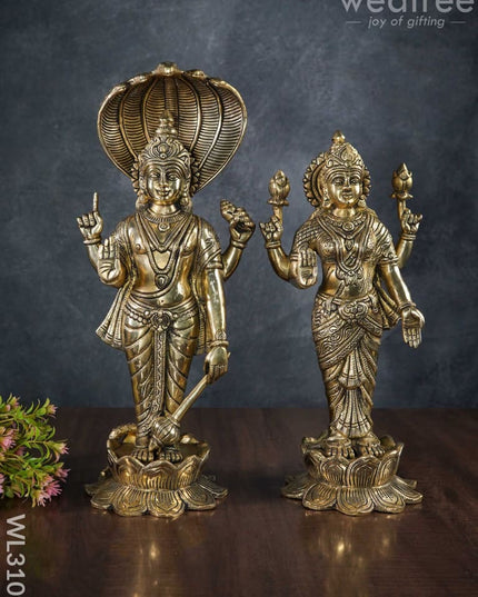 Brass Vishnu Lakshmi Idols - Wl3109 Figurines