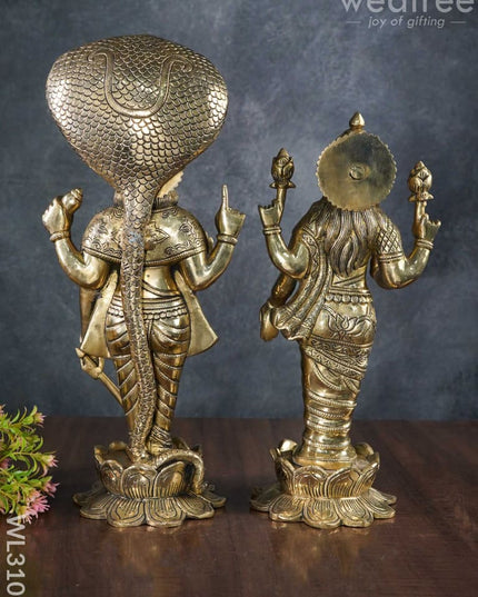 Brass Vishnu Lakshmi Idols - Wl3109 Figurines