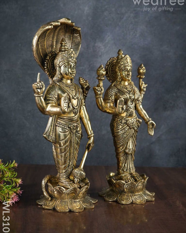 Brass Vishnu Lakshmi Idols - Wl3109 Figurines