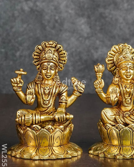 Brass Vishnu & Lakshmi Set - Wl2559 Figurines