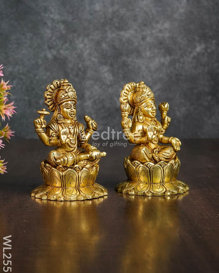 Brass Vishnu & Lakshmi Set - Wl2559 Figurines