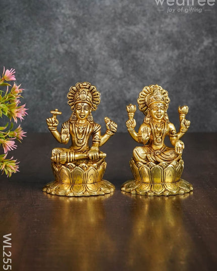 Brass Vishnu & Lakshmi Set - Wl2559 Figurines