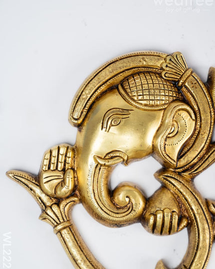 Brass Wall Hanging Ganesh Face with Om - WL2229 - Brass Wall Hanging