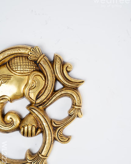 Brass Wall Hanging Ganesh Face with Om - WL2229 - Brass Wall Hanging