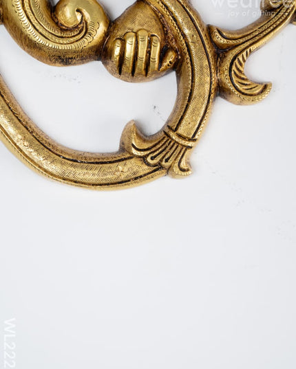 Brass Wall Hanging Ganesh Face with Om - WL2229 - Brass Wall Hanging