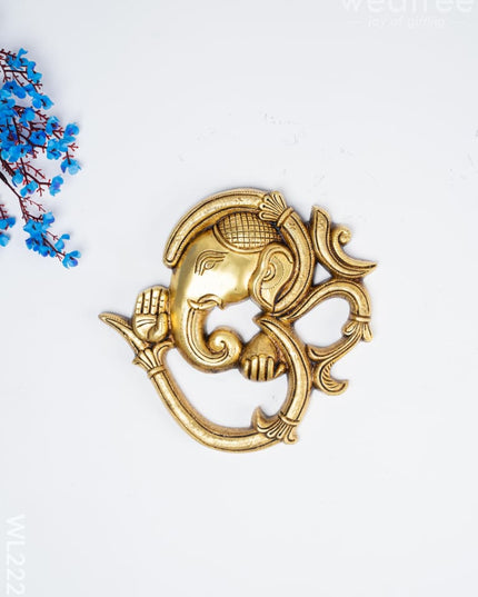 Brass Wall Hanging Ganesh Face with Om - WL2229 - Brass Wall Hanging
