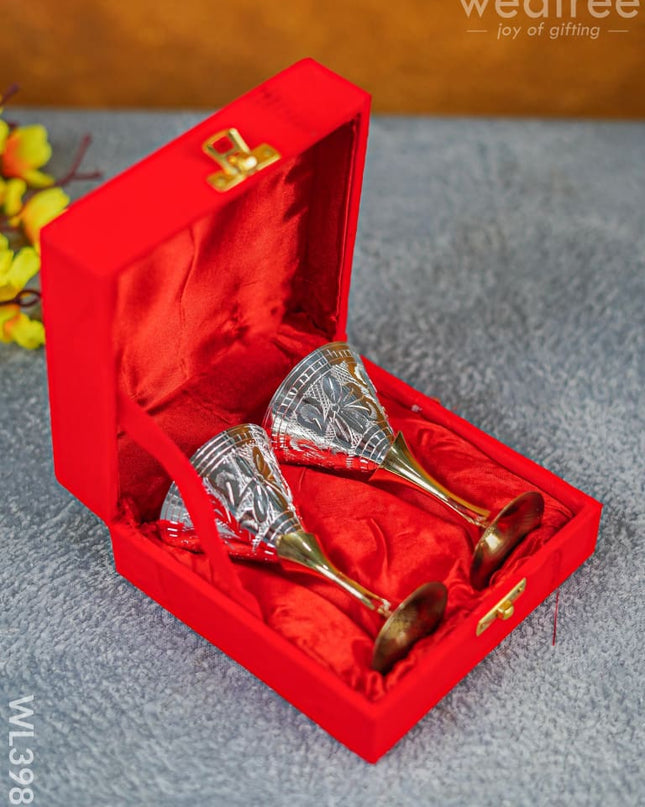 Brass Wine Glass Set With Silver Coating - Wl3985 Utility