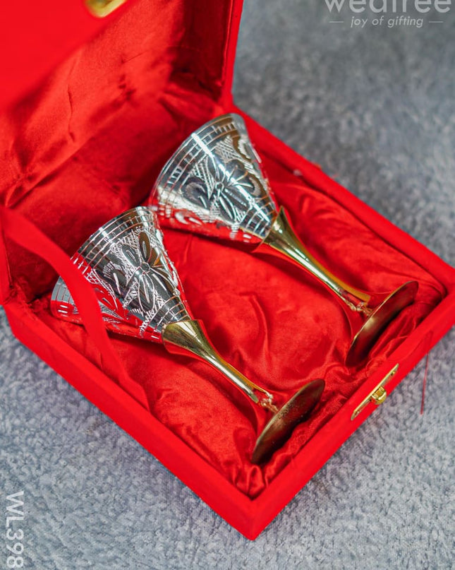 Brass Wine Glass Set With Silver Coating - Wl3985 Utility