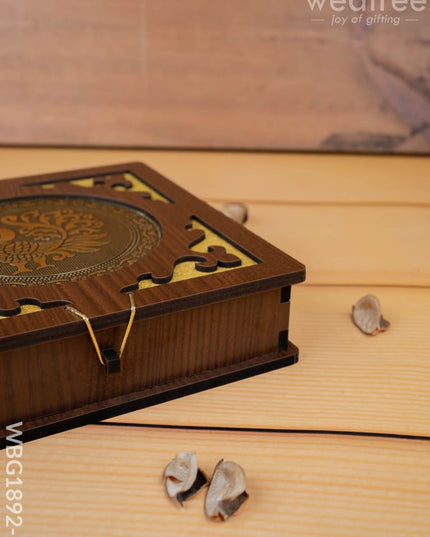 Brown Dry Fruit Box - Annapakshi Design - 8x8 inch - WBG1892-2 - Dry Fruit Box RG