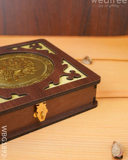 Brown Dry Fruit Box - Annapakshi Design - 8x8 inch - WBG1892-2 - Dry Fruit Box RG