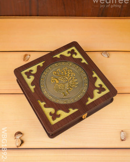Brown Dry Fruit Box - Annapakshi Design - 8x8 inch - WBG1892-2 - Dry Fruit Box RG