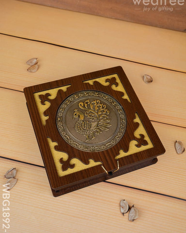 Brown Dry Fruit Box - Annapakshi Design - 8x8 inch - WBG1892-2 - Dry Fruit Box RG