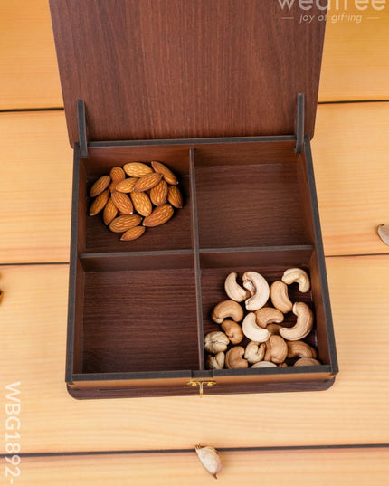 Brown Dry Fruit Box - Annapakshi Design - 8x8 inch - WBG1892-2 - Dry Fruit Box RG