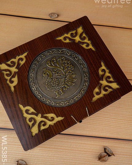 Brown Dry Fruit Box with 6 Glass Jar - Annapakshi Design - 9x7 inch - WL5385-2 - Dry Fruit Box